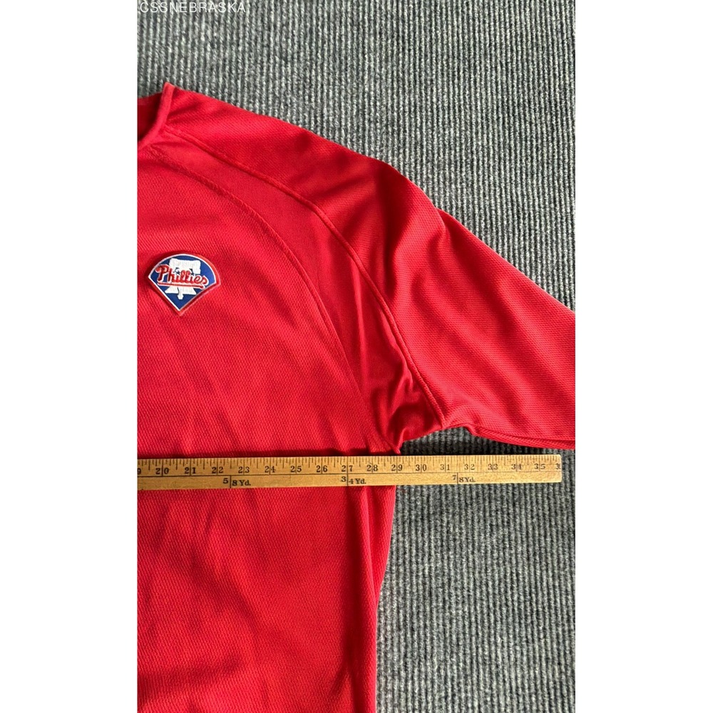 Rawlings Red Mens Baseball Jersey Pullover Training Shirt 2XL Phillies Logo - Picture 10 of 11